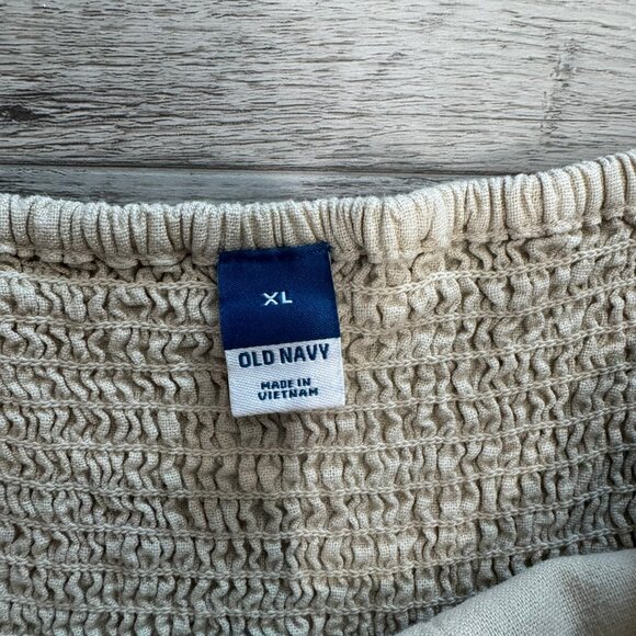 Old Navy linen blend natural color midi sundress smocked size XL C38 - Picture 2 of 5